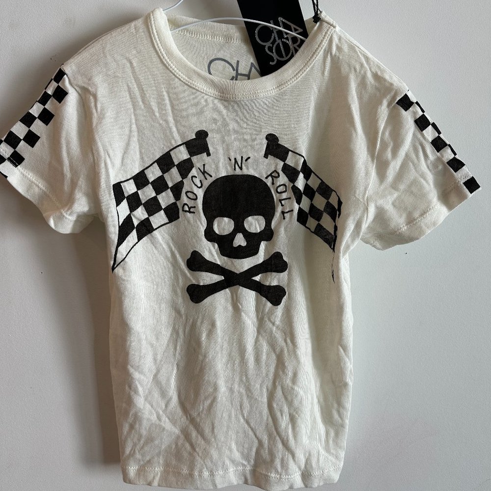 Chaser Kids Rock N Roll Skull Crossbones Tee T-shirt Size 6 New with Tags NWT